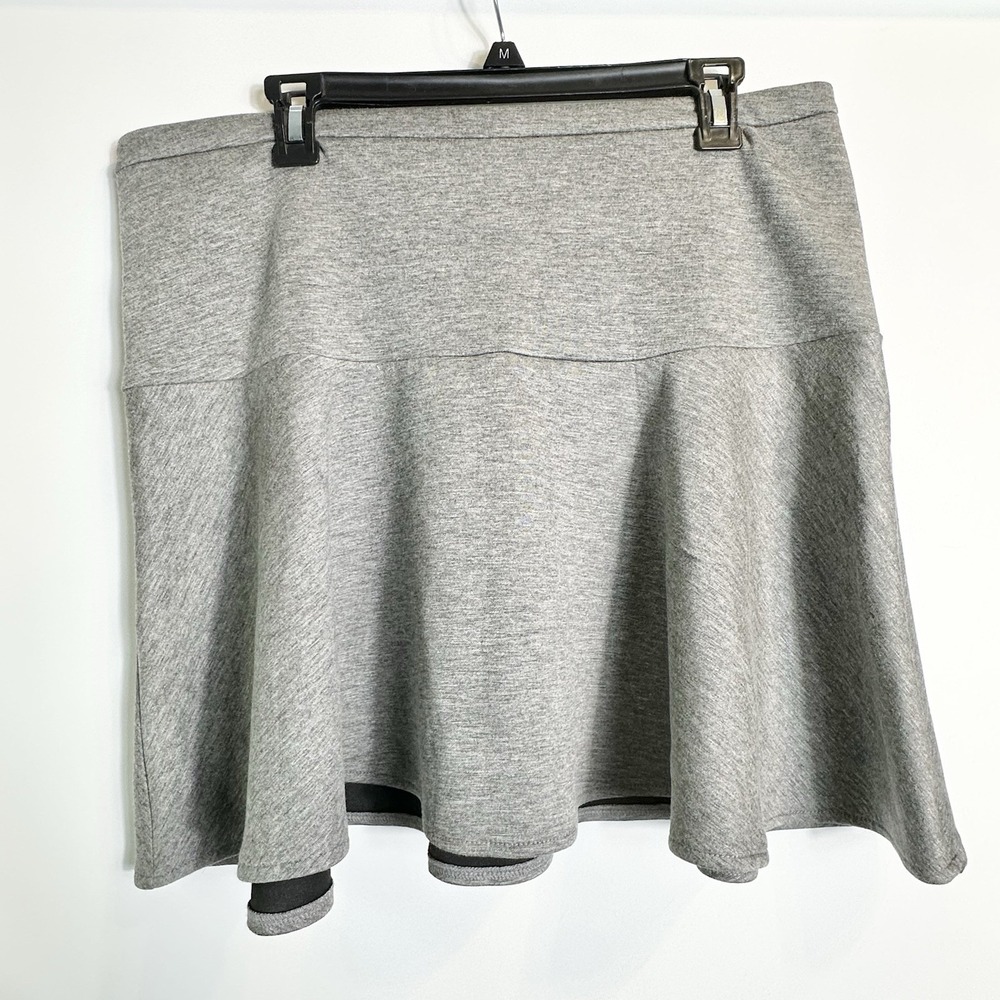 Merona Womens Size 14 Gray Ponte Skater Skirt Stretch Thick Scuba Feel Side Zip